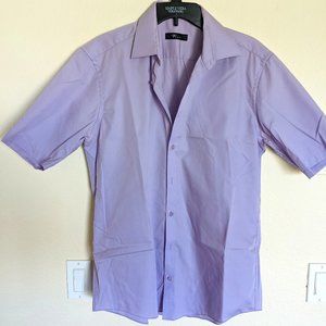 Venti Purple Slim Short Sleeve Men Button Down Dress Shirt Large 41